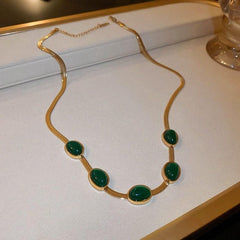 Luxury Green Crystal Necklace & Bracelet Set
